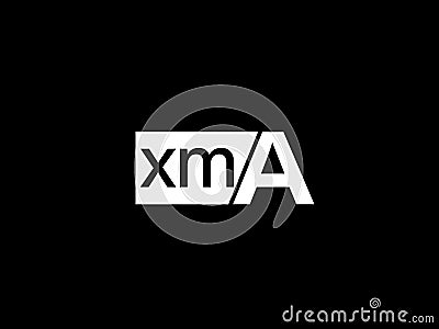 XMA Logo and Graphics design vector art, Icons isolated on black background Stock Photo