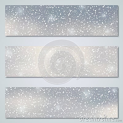 Christmas and New Year cloudy sky vector banners collection Vector Illustration