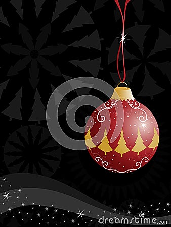 Xmas ball on black background Vector Illustration