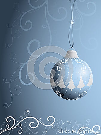 Xmas ball on blue background Vector Illustration