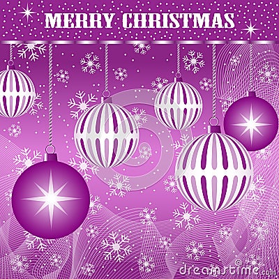 Xmas balls decoration purple Vector Illustration