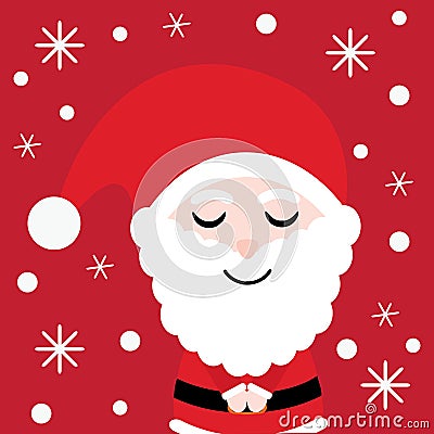 Xmas card with cute Santa Claus cartoon on red background, Xmas postcard, wallpaper, and greeting card Vector Illustration