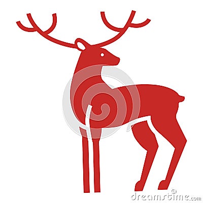 Xmas deer icon, simple style Vector Illustration