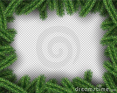 Xmas green pine tree on transparent background Vector Illustration