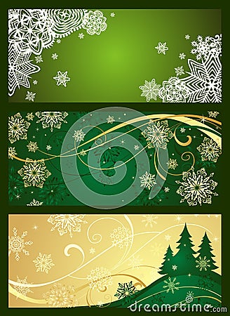 Xmas horizontal green banner Vector Illustration