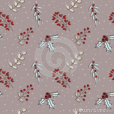 Xmas pattern-leave-BrownGray Vector Illustration