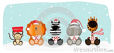 Xmas safari Vector Illustration