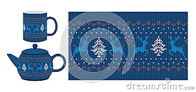 Seamless knit pattern. Xmas texture. Vector illustration Vector Illustration