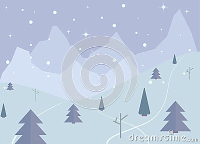 Xmas snow scene Vector Illustration