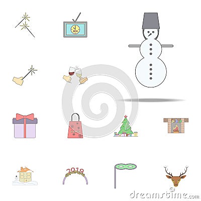 Xmas Snowman colored icon. Christmas holiday icons universal set for web and mobile Stock Photo