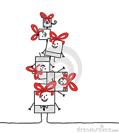 Xmas square family Vector Illustration