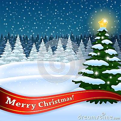 Xmas tree in the Forest Vector Illustration