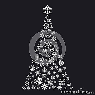 Xmas tree with small flake isolated on color background . Abstract modern patter Vector Illustration