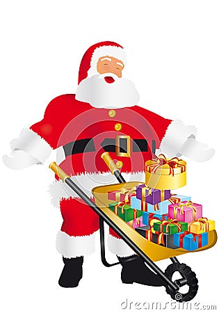 Xmas wheelbarrow Vector Illustration