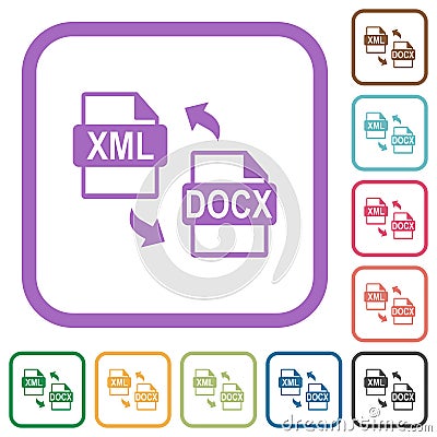 XML DOCX file conversion simple icons Vector Illustration