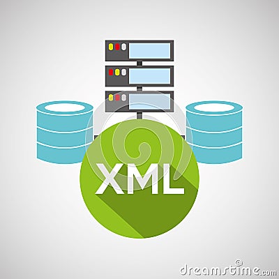 Xml language data base storage Vector Illustration