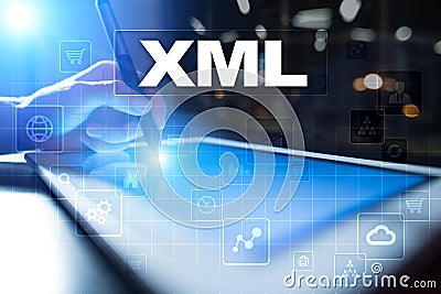 XML. Web development. Internet and technology concept. Stock Photo
