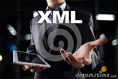 XML. Web development. Internet and technology concept. Stock Photo