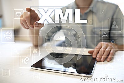 XML. Web development. Internet and technology concept. Stock Photo