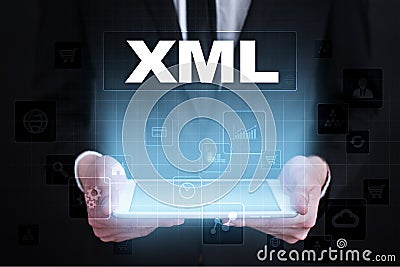 XML. Web development. Internet and technology concept. Stock Photo