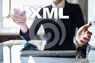 XML. Web development. Internet and technology concept. Stock Photo