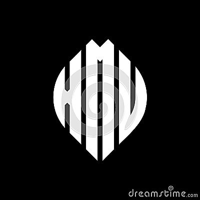 XMU circle letter logo design with circle and ellipse shape. XMU ellipse letters with typographic style. The three initials form a Vector Illustration