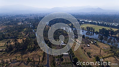 Xochimilco, famous wetlands from Mexico City, Aerial view Stock Photo