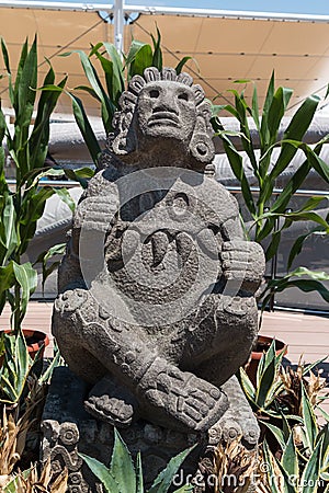 Xochipilli Maya Statue from Mexico: Ancient Corn Divinity Stock Photo
