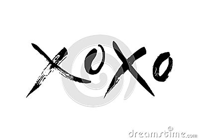 XOXO - freehand ink inspirational romantic quote Cartoon Illustration