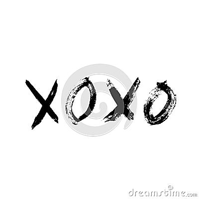XOXO hand written phrase isolated on white background. Grunge Hugs and kisses sign. Expressive lettering XO. Easy to edit template Stock Photo