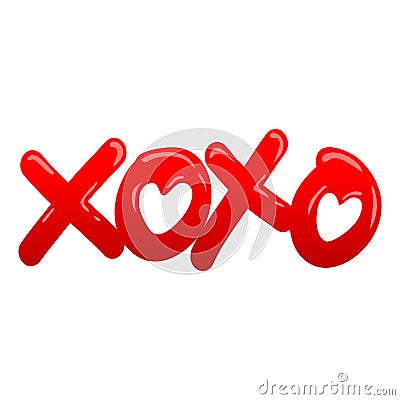XOXO (Hugs and Kisses) Kiss Pink Letter Sign Red Candy Jelly Vector Illustration Icon Vector Illustration