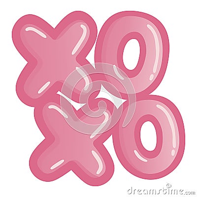 XOXO (Hugs and Kisses) Kiss Pink Letter Sign Vector Illustration Icon Vector Illustration