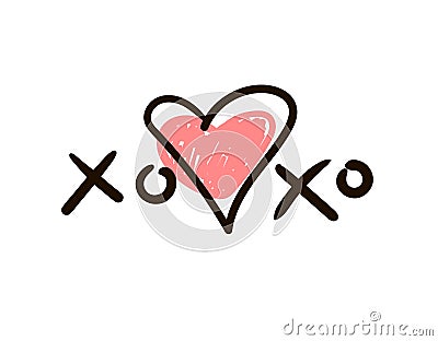 Xoxo Icon or logo with heart. Vector Illustration