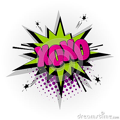 Xoxo kiss love comic book text pop art Vector Illustration