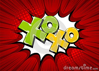 Xoxo pop art comic book text speech bubble Vector Illustration