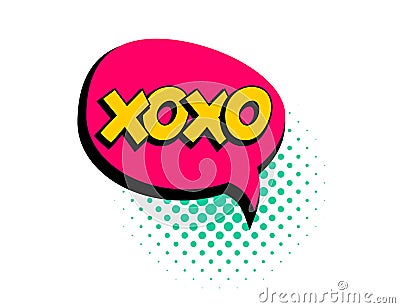 Xoxo speech bubble pop art comic text Vector Illustration