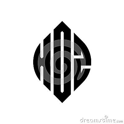 XOZ circle letter logo design with circle and ellipse shape. XOZ ellipse letters with typographic style. The three initials form a Vector Illustration