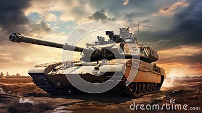 Mighty M1 Abrams: A Detailed Illustration of an American Main Battle Tank Cartoon Illustration