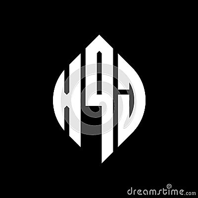 XQJ circle letter logo design with circle and ellipse shape. XQJ ellipse letters with typographic style. The three initials form a Vector Illustration