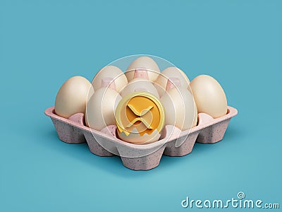XRP Crypto Letter X Broken Open Crack Egg Tray Box 3D Illustration Editorial Stock Photo