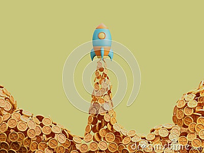 XRP Crypto Letter X Rocket Launch Blast Off Bull Booming Market 3D Illustration Editorial Stock Photo