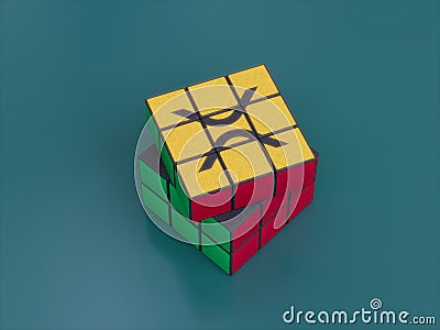 XRP Crypto Letter X Rubiks Cube Puzzle Solve Logic Game Difficult 3D Illustration Editorial Stock Photo