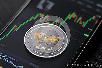 Xrp ripple altcoin trading on smartphone Editorial Stock Photo