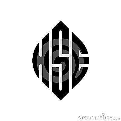 XSE circle letter logo design with circle and ellipse shape. XSE ellipse letters with typographic style. The three initials form a Vector Illustration