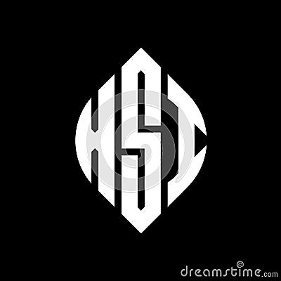 XSI circle letter logo design with circle and ellipse shape. XSI ellipse letters with typographic style. The three initials form a Vector Illustration