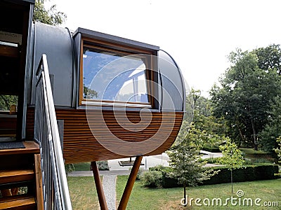 xterior of Unique Wooden Treehouse Structure Stock Photo