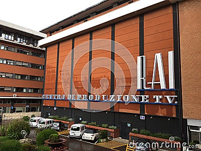 Xternal facade of TV studios at the RAI TV production center in Via Teulada in Rome, Italy Editorial Stock Photo