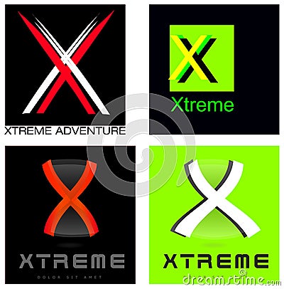 Xtreme or Letter X Company Logo Set Stock Photo