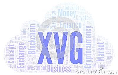 XVG or Verge cryptocurrency coin word cloud. Stock Photo
