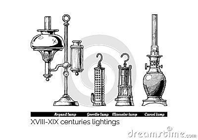 XVIII - XIX centuries lightings Vector Illustration